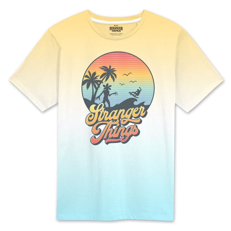 Stranger Things - Sunset Circle - Super Heroes Collection - Unisex Tricolour Acid Wash T-Shirt