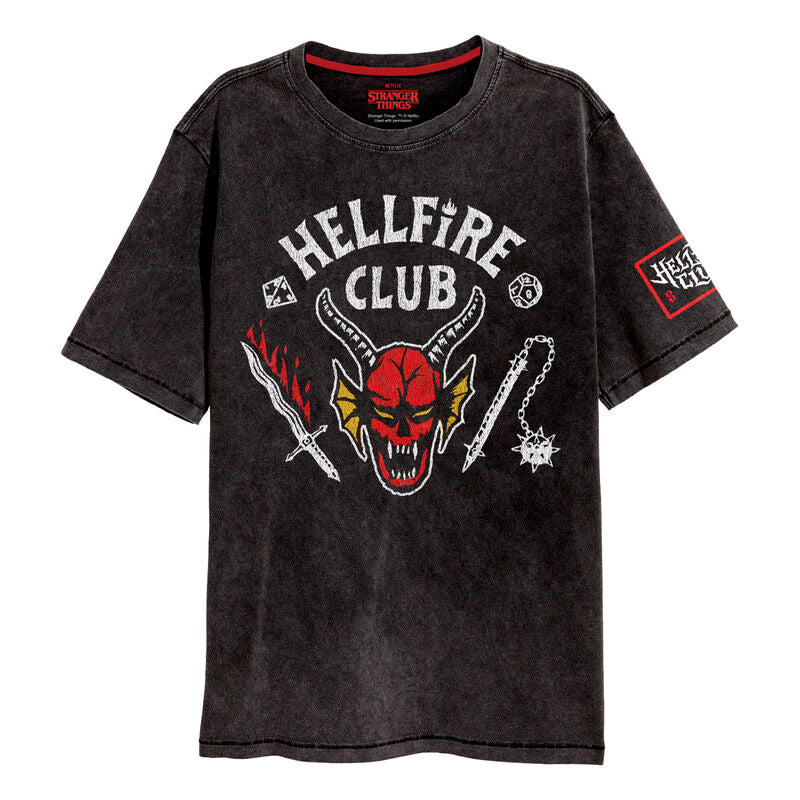 Stranger Things - Hellfire Crest - Super Heroes Collection - Unisex Vintage Black T-Shirt