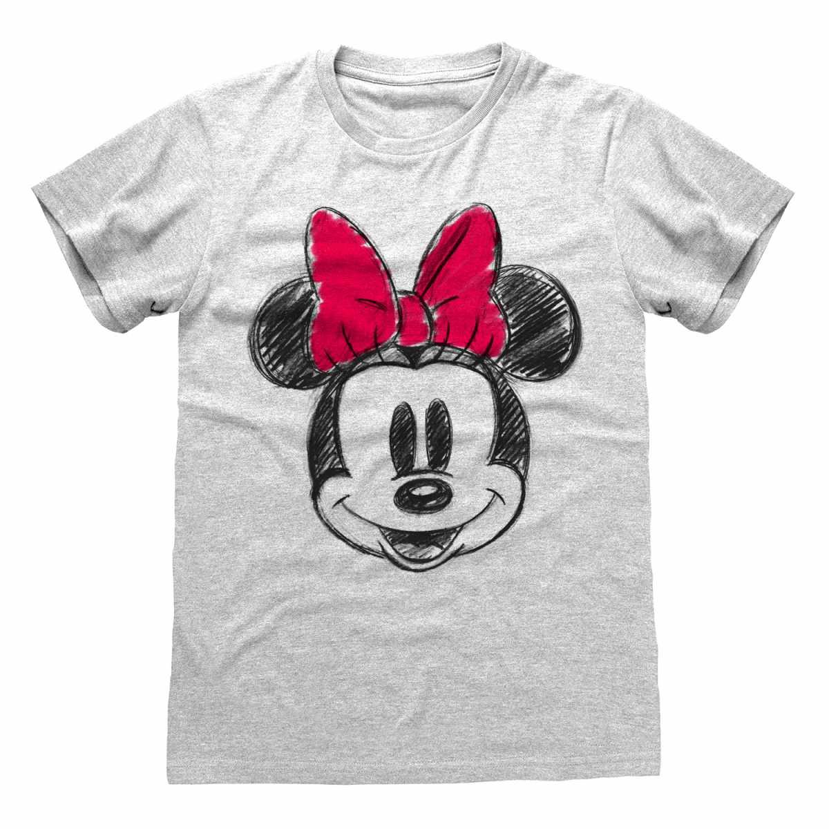 MICKEY MOUSE - FACE & RED BOW SKETCHED - T-SHIRT