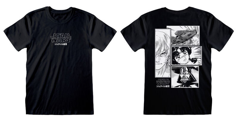 Star Wars - Manga Comic (Front & Back) - Unisex Black T-Shirt  