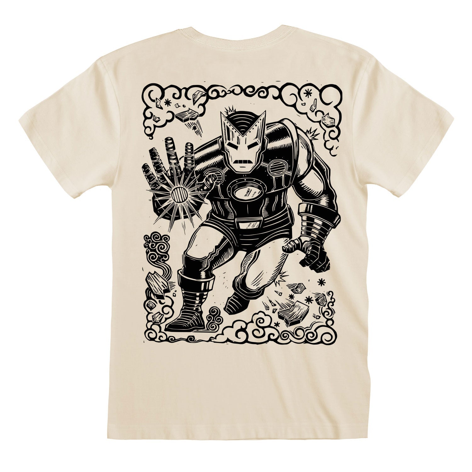 IRON MAN LINOCUT FRONT AND BACK PRINT - T-SHIRT