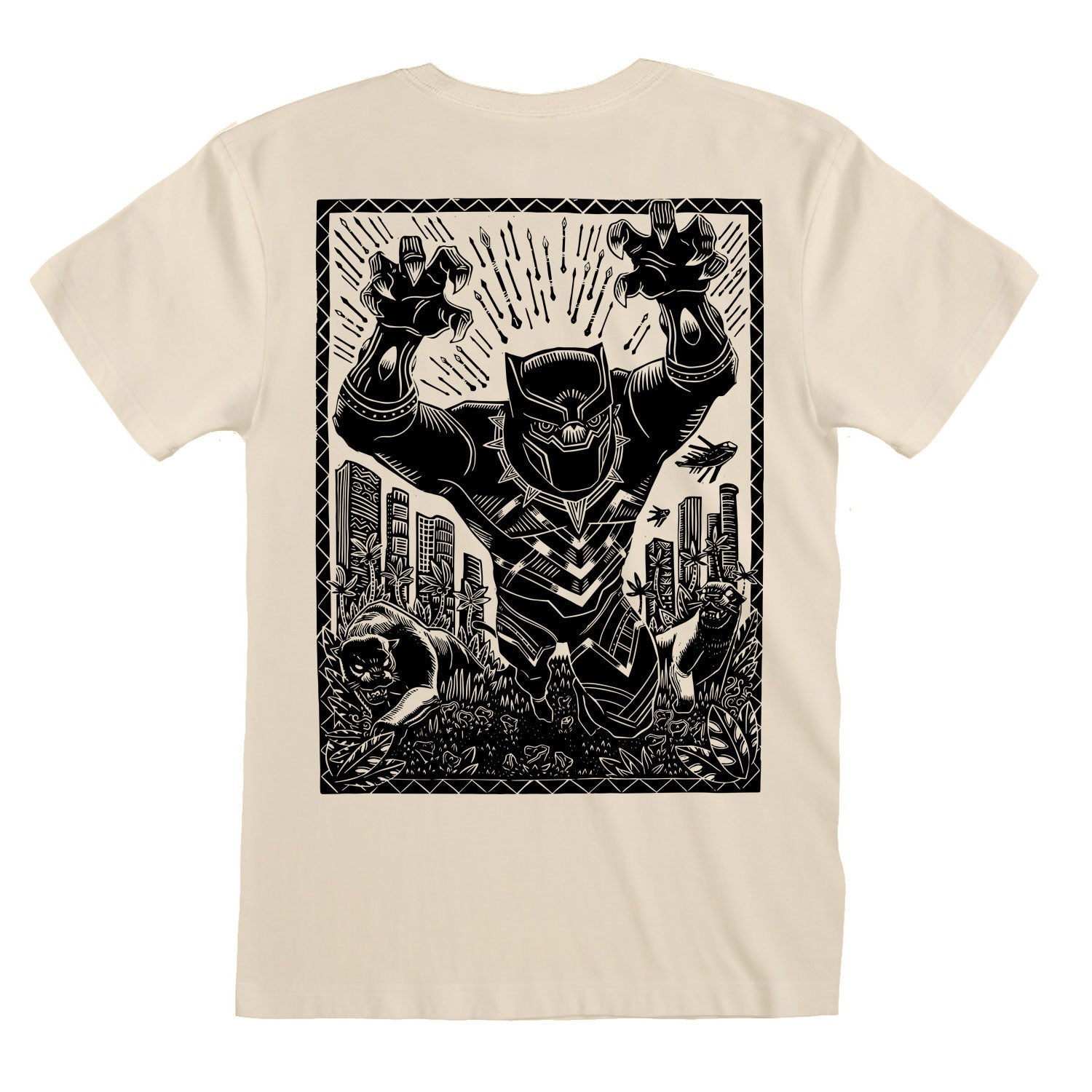 BLACK PANTHER LINOCUT FRONT AND BACK PRINT - T-SHIRT