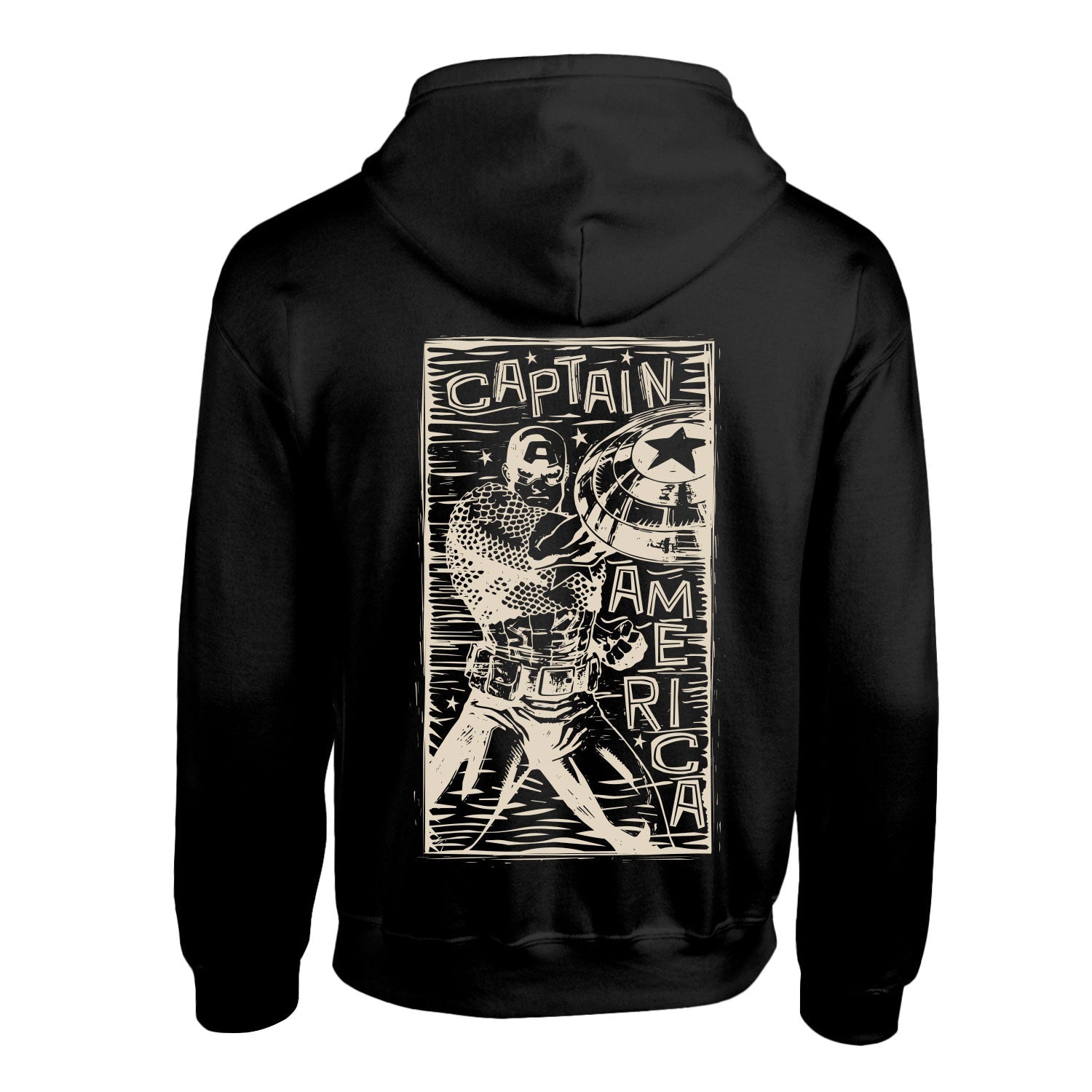 CAPTAIN AMERICA LINOCUT FRONT AND BACK PRINT - HOODIE