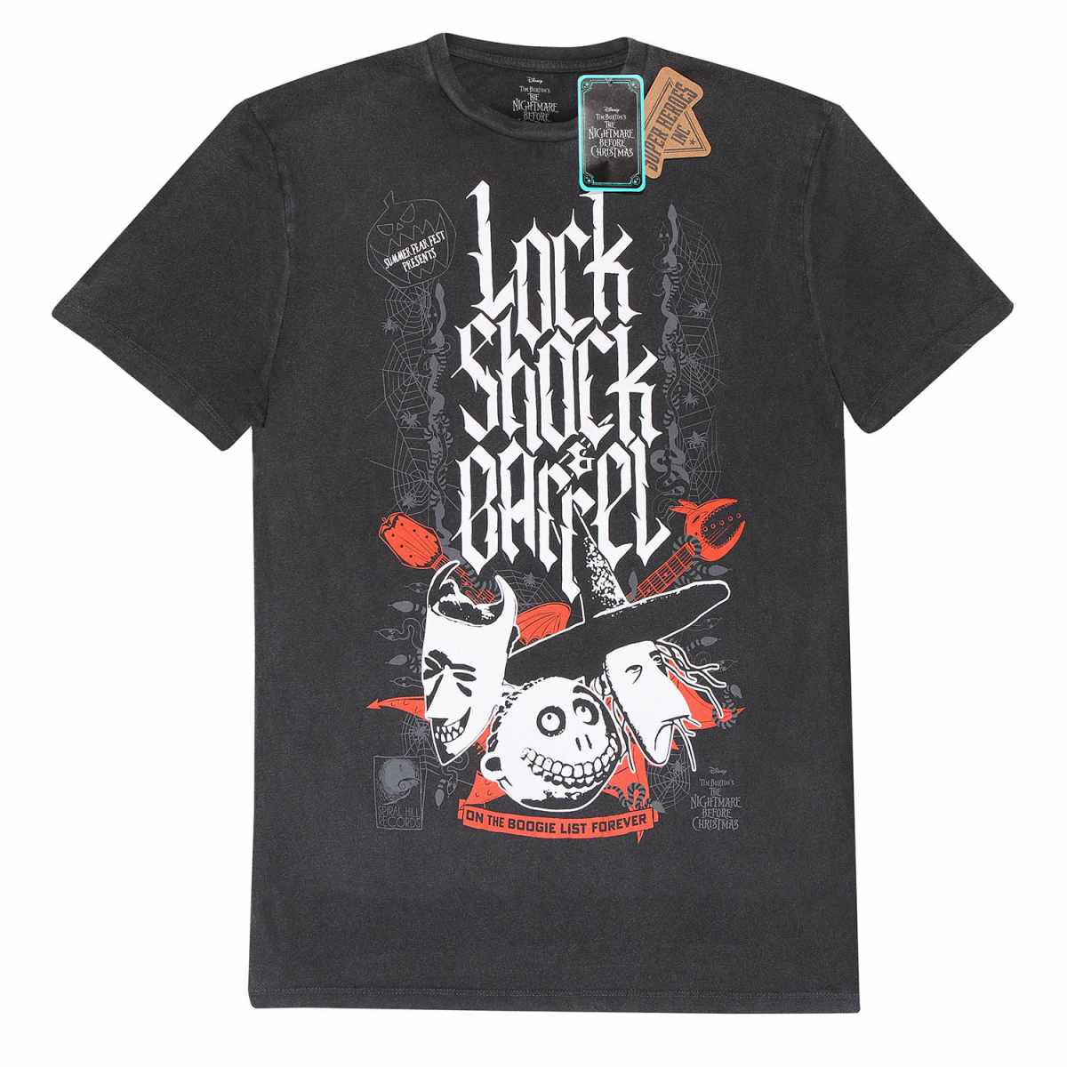 NIGHTMARE BEFORE CHRISTMAS - LOCK SHOCK - SUPERHEROES INC. ACID WASH T-SHIRT
