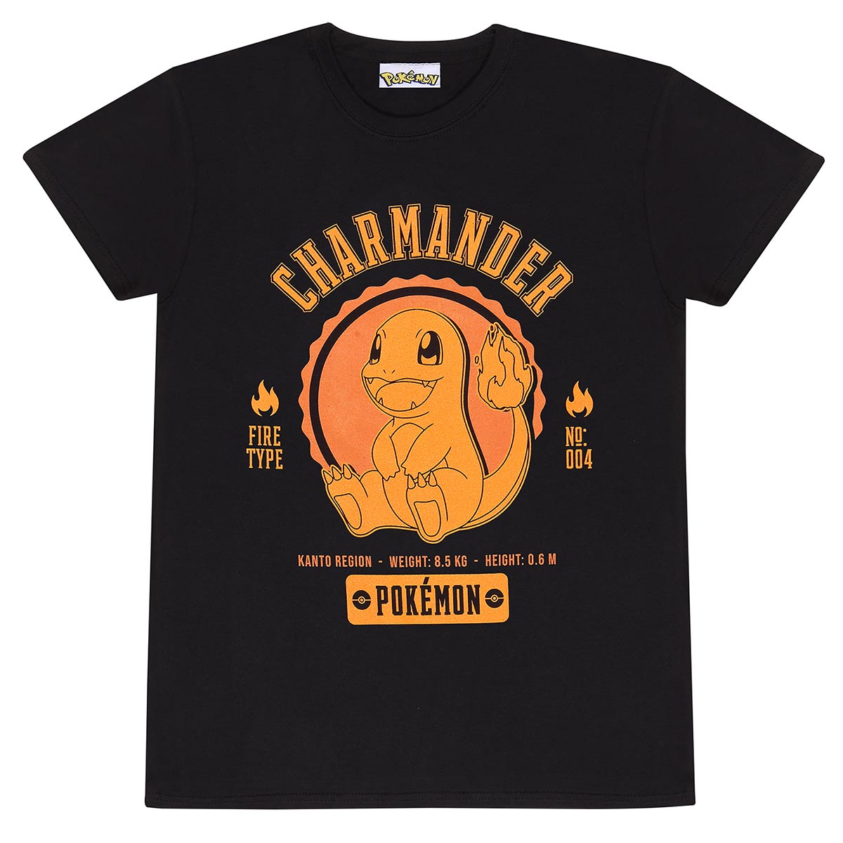 Pokemon - Collegiate Charmander - T-Shirt Black
