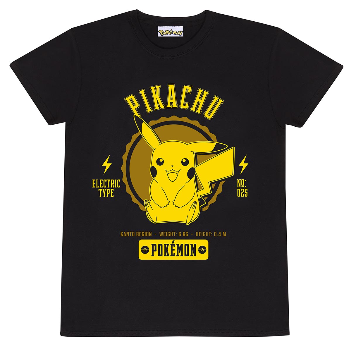 Pokemon - Collegiate Pikachu - T-Shirt Black