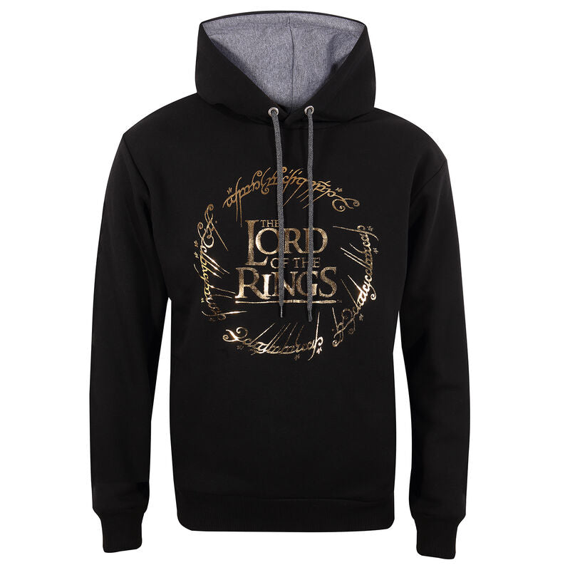 Lord of the Rings - Gold Foil Logo Unisex Pullover Hoodie Contrast - Super Heroes Collection - Pullover Hoodie
