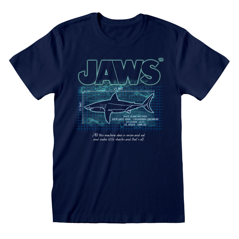 Jaws - Great White Info - T-Shirt Navy