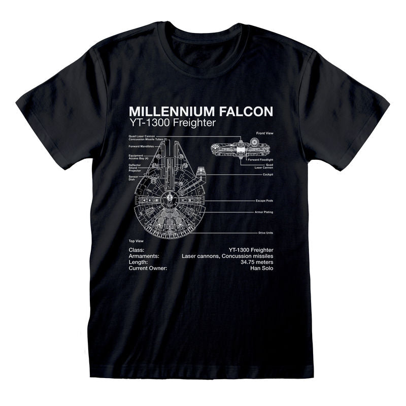 Star Wars - Millenium Falcon Sketch - T-Shirt