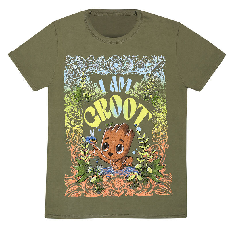 Marvel Studios I Am Groot - Seventies Style - T-Shirt Olive