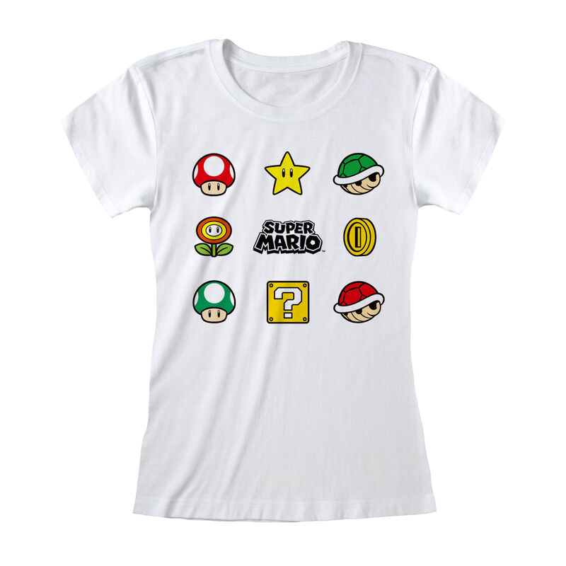 Nintendo Super Mario - Items (Fitted) - T-Shirt White Fitted