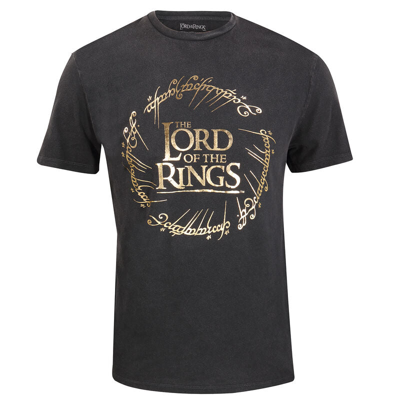 Lord Of The Rings - Gold Foil Logo Acid Wash - Super Heroes Collection - Unisex Acid Wash T-Shirt
